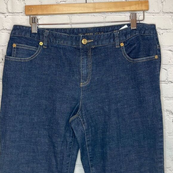 Michael Kors Dark Wash Women’s Jeans size 12 Gold buckle back pocket - Picture 2 of 7